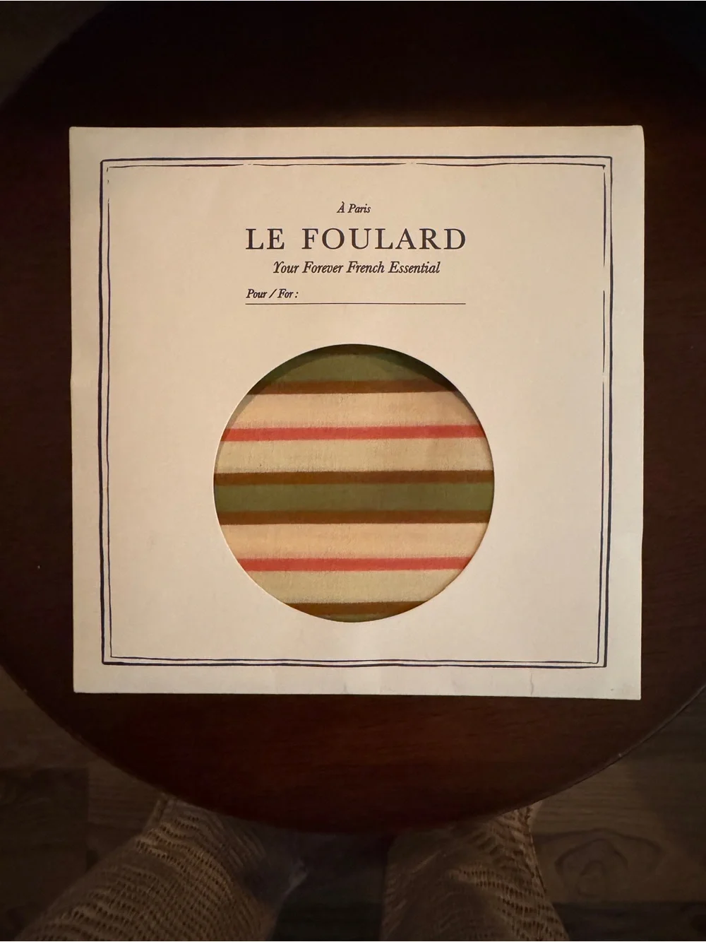 Sezane Striped Foulard in Cream, Olive, Pink, Brown